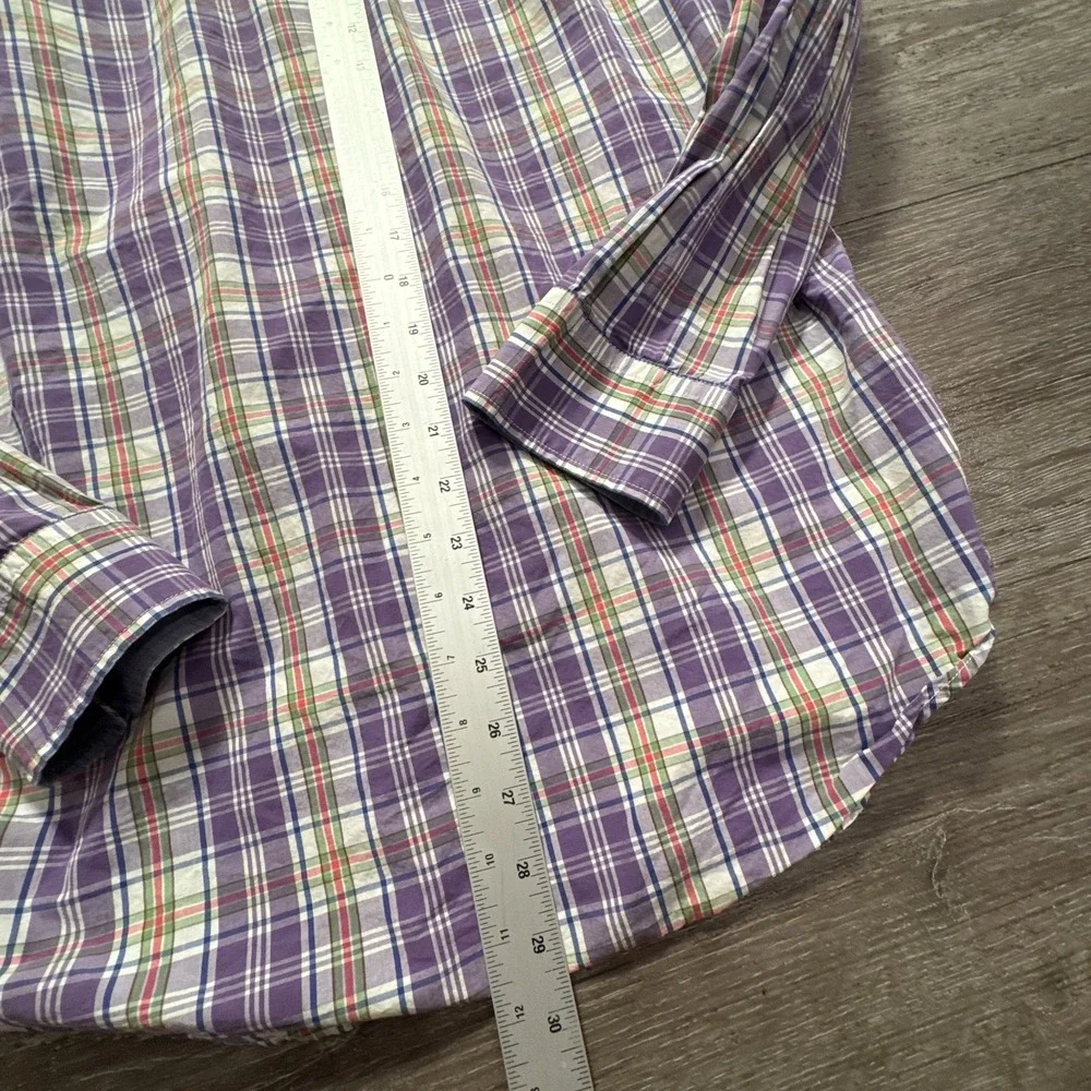 Banana Republic Shirt Mens Medium Purple Cotton Plaid Soft‎ Wash Button Down